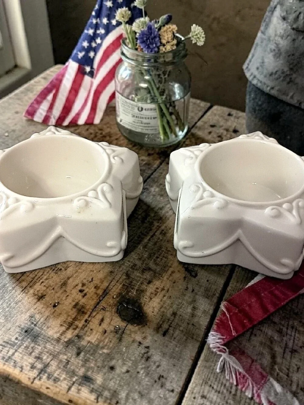 2‎ Lenox Yuletide Glowlite Candle Holders Votive Tea Light Porcelain Star Shaped